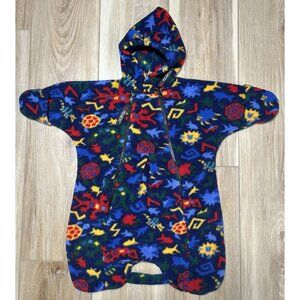 The Rugged Bear Polartec Blue Geometric Fleece Coverall - Size Newborn